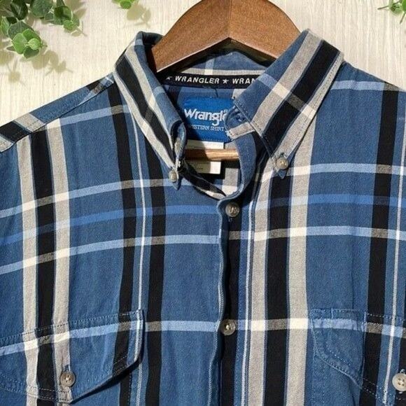 Wrangler Mens Plaid Flannel Shirt Long Sleeve Western Button Down SIze XL - Picture 2 of 9